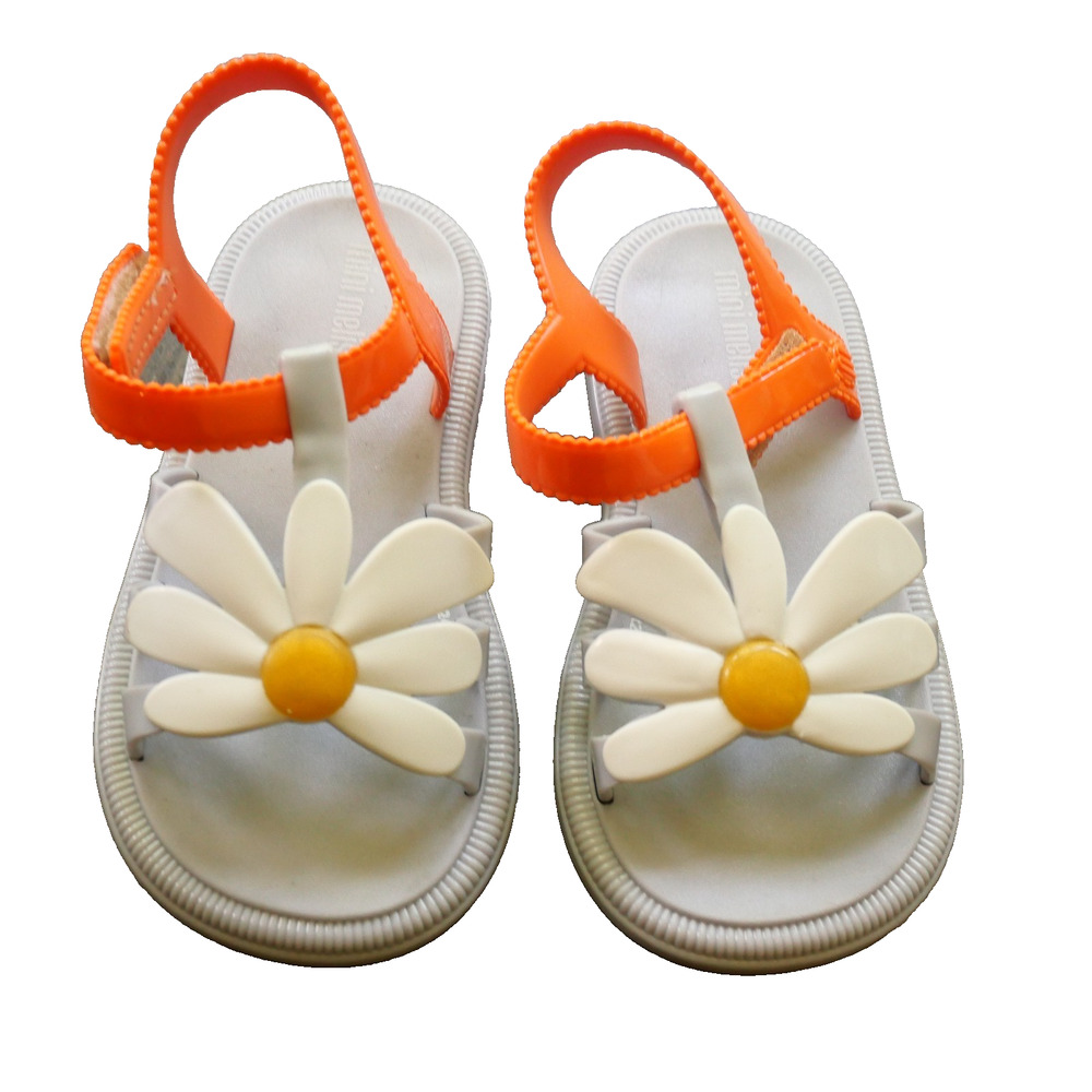 Mini Melissa Hip Bloomy Sandals Baby Girl Size 9 White Gray Orange